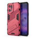 For OPPO Find X5 Pro Punk Armor 2 in 1 PC + TPU Shockproof Phone Case with Invisible Holder(Light Red) - 1