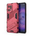 For OPPO Find X5 Punk Armor 2 in 1 PC + TPU Shockproof Phone Case with Invisible Holder(Light Red) - 1