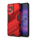 For OPPO Find X5 Punk Armor 2 in 1 PC + TPU Shockproof Phone Case with Invisible Holder(Red) - 1