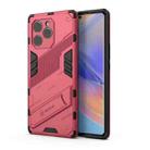 For Honor 60 SE Punk Armor 2 in 1 PC + TPU Shockproof Phone Case with Invisible Holder(Light Red) - 1