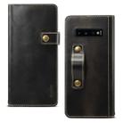 For Galaxy S10 Plus Denior Oil Wax Cowhide DK Magnetic Button Horizontal Flip Leather Case with Holder & Card Slots & Wallet(Black) - 1