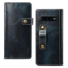For Galaxy S10 Plus Denior Oil Wax Cowhide DK Magnetic Button Horizontal Flip Leather Case with Holder & Card Slots & Wallet(Dark Blue) - 1