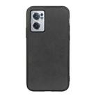 For OnePlus Nord CE 2 5G Two-color Cowhide Texture PU Shockproof Phone Case(Black) - 1