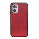 For OnePlus Nord CE 2 5G Two-color Cowhide Texture PU Shockproof Phone Case(Red) - 1
