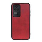 For Xiaomi Redmi K40S 5G Two-color Cowhide Texture PU Shockproof Phone Case(Red) - 1