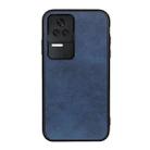 For Xiaomi Redmi K40S 5G Two-color Cowhide Texture PU Shockproof Phone Case(Blue) - 1