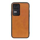 For Xiaomi Redmi K40S 5G Two-color Cowhide Texture PU Shockproof Phone Case(Brown) - 1