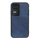 For Xiaomi Redmi K50/K50 Pro Fine Hole Version Two-color Cowhide Texture PU Shockproof Phone Case(Blue) - 1