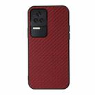 For Xiaomi Redmi K50/K50 Pro Fine Hole Carbon Fiber Texture Shockproof Phone Case(Red) - 1