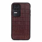 For Xiaomi Redmi K50/K50 Pro Fine Hole Crocodile Texture Genuine Leather Phone Case(Brown) - 1