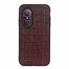 For Huawei nova 9 SE Fine Hole Crocodile Texture Genuine Leather Phone Case(Brown) - 1