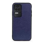 For Xiaomi Redmi K50/K50 Pro Fine Hole Version Litchi Texture Genuine Leather Phone Case(Blue) - 1