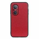 For Huawei nova 9 SE Fine Hole Version Litchi Texture Genuine Leather Phone Case(Red) - 1
