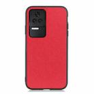 For Xiaomi Redmi K40S 5G Cross Texture Genuine Leather Phone Case(Red) - 1