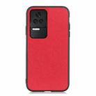 For Xiaomi Redmi K50/K50 Pro Fine Hole Version Cross Texture Genuine Leather Phone Case(Red) - 1