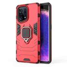 For OPPO Find X5 Shockproof PC + TPU Protective Phone Case with Magnetic Ring Holder(Red) - 1