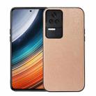 For Xiaomi Redmi K40S 5G Wood Texture PU Phone Case(Gold) - 1