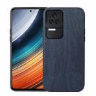 For Xiaomi Redmi K40S 5G Wood Texture PU Phone Case(Blue) - 1