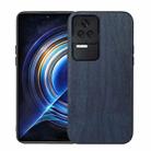 For Xiaomi Redmi K50 / K50 Pro 5G Wood Texture PU Phone Case(Blue) - 1