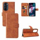 For Motorola Edge X30 Skin Feel Magnetic Buckle Calf Texture Leather Phone Case(Brown) - 1