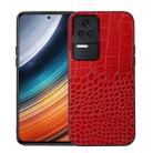 For Xiaomi Redmi K40S 5G Crocodile Top Layer Cowhide Leather Phone Case(Red) - 1