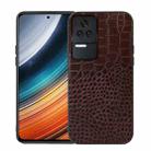 For Xiaomi Redmi K40S 5G Crocodile Top Layer Cowhide Leather Phone Case(Coffee) - 1