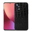 For Xiaomi 12 / 12X Crocodile Top Layer Cowhide Leather Phone Case(Black) - 1
