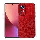 For Xiaomi 12 / 12X Crocodile Top Layer Cowhide Leather Phone Case(Red) - 1