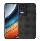 For Xiaomi Redmi K40S 5G Weave Plaid PU Phone Case(Black) - 1