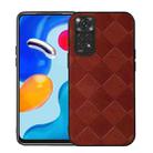 For Xiaomi Redmi Note 11 4G / Note 11S Weave Plaid PU Phone Case(Brown) - 1