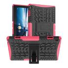 For Lenovo Tab M10 X605 / X505 Tire Texture Shockproof TPU+PC Protective Tablet Case with Holder(Pink) - 1
