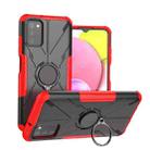 For Samsung Galaxy A03s(EU) Armor Bear Shockproof PC + TPU Phone Protective Case with Ring Holder(Red) - 1