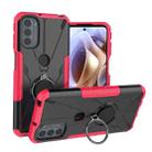 For Motorola Moto G31 Armor Bear Shockproof PC + TPU Phone Protective Case with Ring Holder(Rose Red) - 1