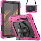 For Samsung Galaxy Tab S8 11 inch SM-X700 Silicone + PC Tablet Case with Shoulder Strap(Rose Red+Black) - 1