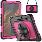 For Samsung Galaxy Tab S8 11 inch SM-X700 Silicone + PC Tablet Case with Shoulder Strap(Black+Rose Red) - 1