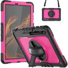 For Samsung Galaxy Tab S8+ 12.4 inch SM-X800 Silicone + PC Tablet Case with Shoulder Strap(Black+Rose Red) - 1