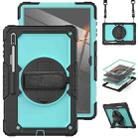 For Samsung Galaxy Tab S10 Ultra / S9 Ultra / S8 Ultra Silicone + PC Tablet Case with Shoulder Strap(Black+Light Blue) - 1