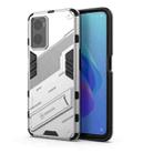 For OPPO A36 4G (China) / Realme 9i Punk Armor PC + TPU Phone Case with Holder(White) - 1