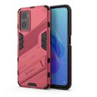 For OPPO A36 4G (China) / Realme 9i Punk Armor PC + TPU Phone Case with Holder(Light Red) - 1