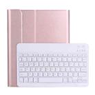 A11B Lambskin Texture Ultra-thin Bluetooth Keyboard Leather Case with Pen Holder For iPad Air 5 2022 / Air 4 2020 10.9 & Pro 11 inch 2021 / 2020 / 2018(Rose Gold) - 1