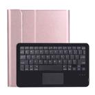 A11B-A Lambskin Texture Ultra-thin Bluetooth Keyboard Leather Case with Pen Holder & Touchpad For iPad Air 5 2022 / Air 4 2020 10.9 & Pro 11 inch 2021 / 2020 / 2018(Rose Gold) - 1