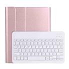 A11BS Lambskin Texture Ultra-thin Bluetooth Keyboard Leather Case with Pen Holder & Backlight For iPad Air 5 2022 / Air 4 2020 10.9 & Pro 11 inch 2021 / 2020 / 2018(Rose Gold) - 1