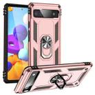 For Google Pixel 6A Shockproof TPU + PC Protective Case with 360 Degree Rotating Holder(Rose Gold) - 1