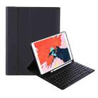T098B Candy Color Skin Feel Texture Bluetooth Keyboard Leather Case with Pen Holder For iPad Air 4 10.9 2020 / Air 5 10.9 2022 (Black) - 1