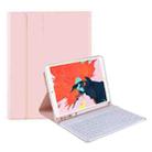 T098B Candy Color Skin Feel Texture Bluetooth Keyboard Leather Case with Pen Holder For iPad Air 4 10.9 2020 / Air 5 10.9 2022 (Pink) - 1
