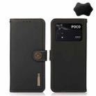 For Xiaomi Poco M4 Pro 4G KHAZNEH Custer Genuine Leather RFID Phone Case(Black) - 1