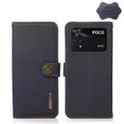 For Xiaomi Poco M4 Pro 4G KHAZNEH Custer Genuine Leather RFID Phone Case(Blue) - 1