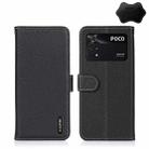 For Xiaomi Poco M4 Pro 4G KHAZNEH Litchi Genuine Leather Phone Case(Black) - 1