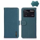 For Xiaomi Poco M4 Pro 4G KHAZNEH Litchi Genuine Leather Phone Case(Green) - 1