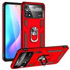 For Xiaomi Poco X4 Pro 5G Shockproof TPU + PC Phone Case with 360 Degrees Rotating Holder(Red) - 1